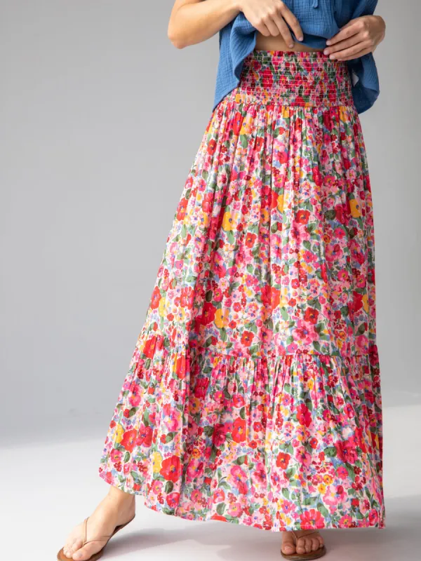 Flora Cotton Convertible Skirt - Bright Pink Floral sold by NATURAL LIFE
