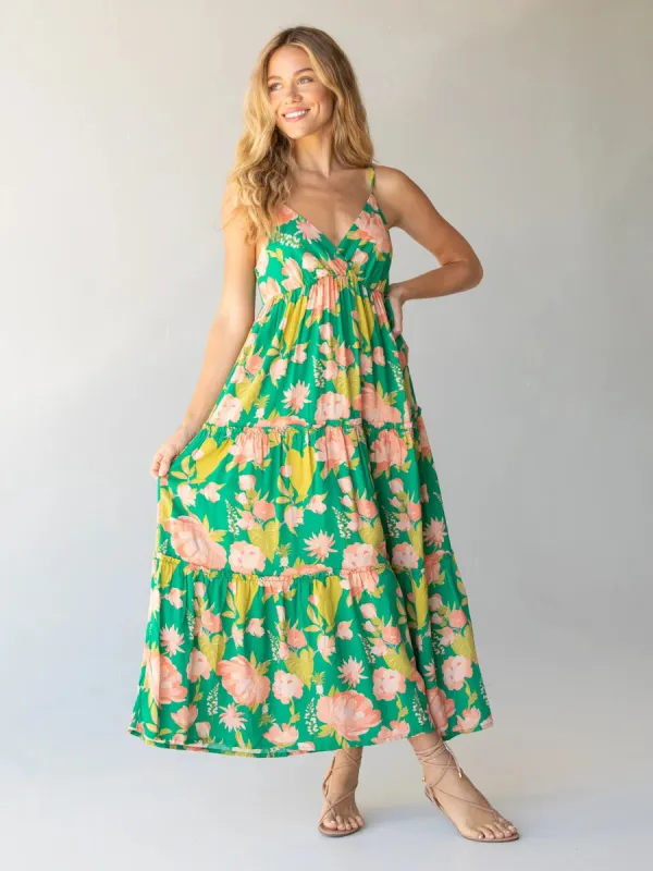 Ella Maxi Dress - Green Coral Floral sold by NATURAL LIFE