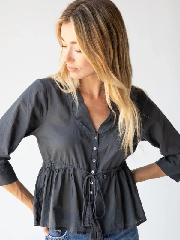 Chloe Tie Top - Charcoal sold by NATURAL LIFE
