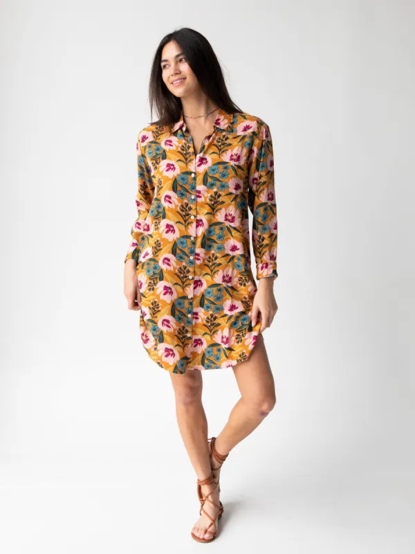 Georgia Shirt Dress - Orange Pink Floral sold by NATURAL LIFE