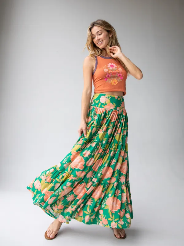 Hanna Convertible Maxi Skirt - Green Coral Floral sold by NATURAL LIFE
