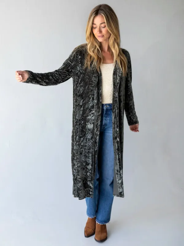 Lennon Long Velvet Duster - Olive sold by NATURAL LIFE
