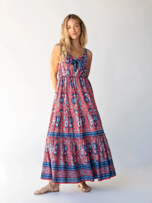 Isabella Maxi Dress - Red Blue Floral sold by NATURAL LIFE