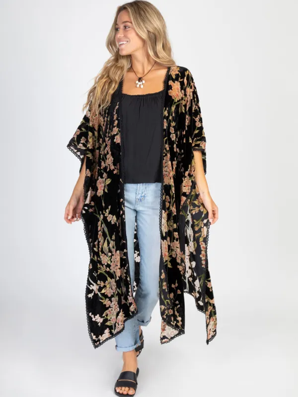Velvet Burnout Duster - Black sold by NATURAL LIFE