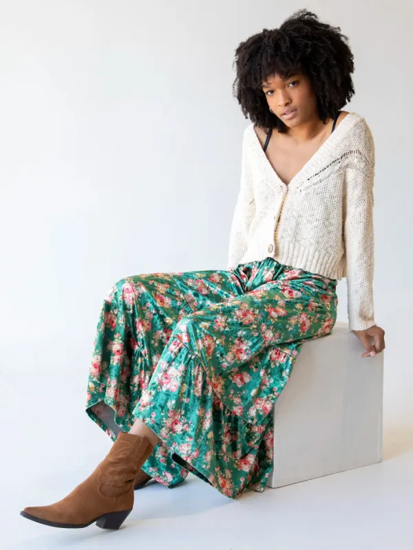 Patti Velvet Palazzo Pant - Evergreen Bouquets sold by NATURAL LIFE