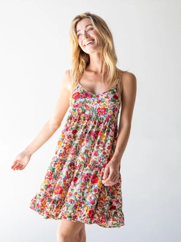 Cleo Tiered Dress - Bright Pink Floral sold by NATURAL LIFE