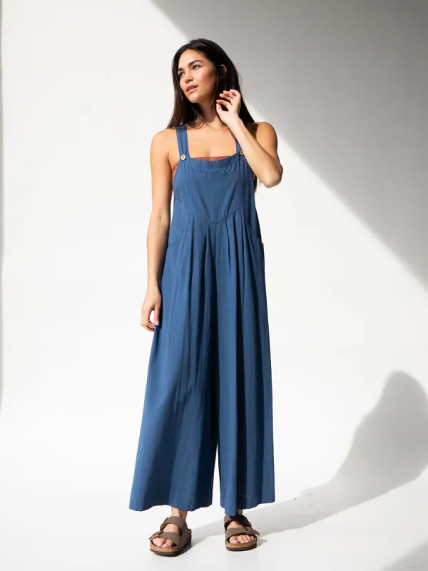 Carrington Wide-Leg Jumpsuit - Washed Navy sold by NATURAL LIFE
