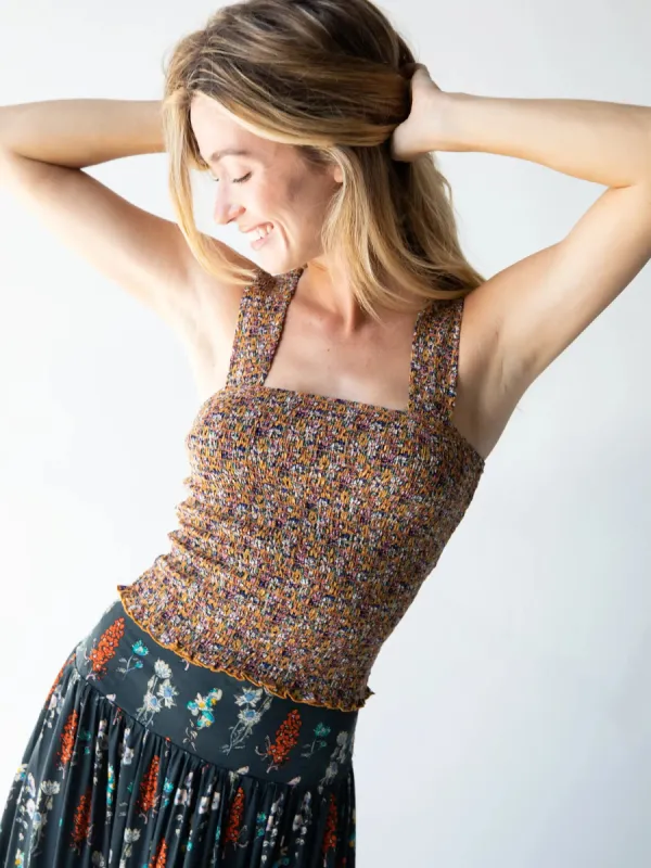 Noelle Smocked Tank Top - Floral made by NATURAL LIFE