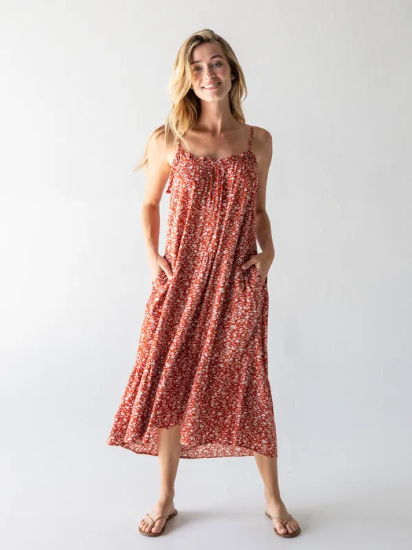 Harley Midi Dress - Rust White Floral sold by NATURAL LIFE
