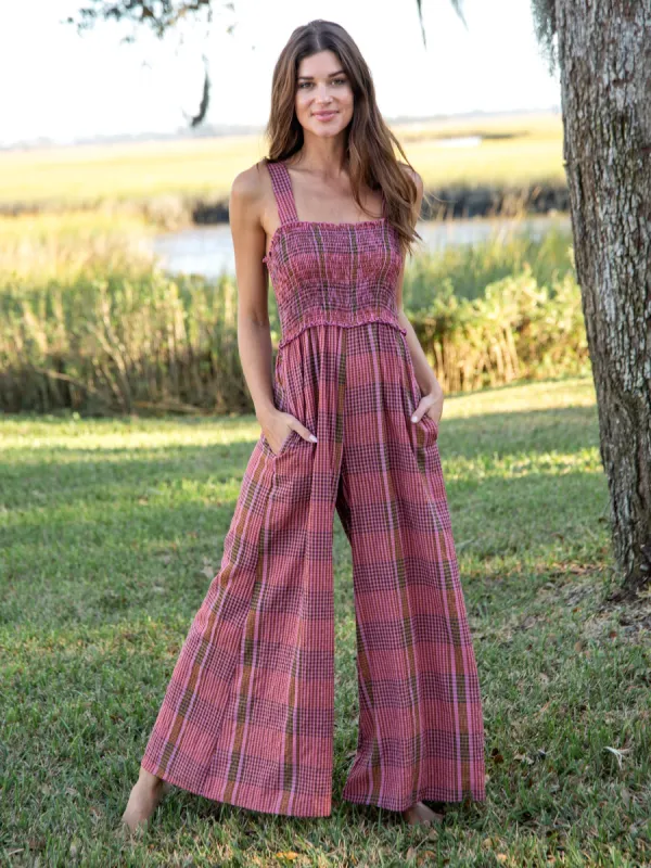 Sedona Jumpsuit - Pink Plaid sold by NATURAL LIFE
