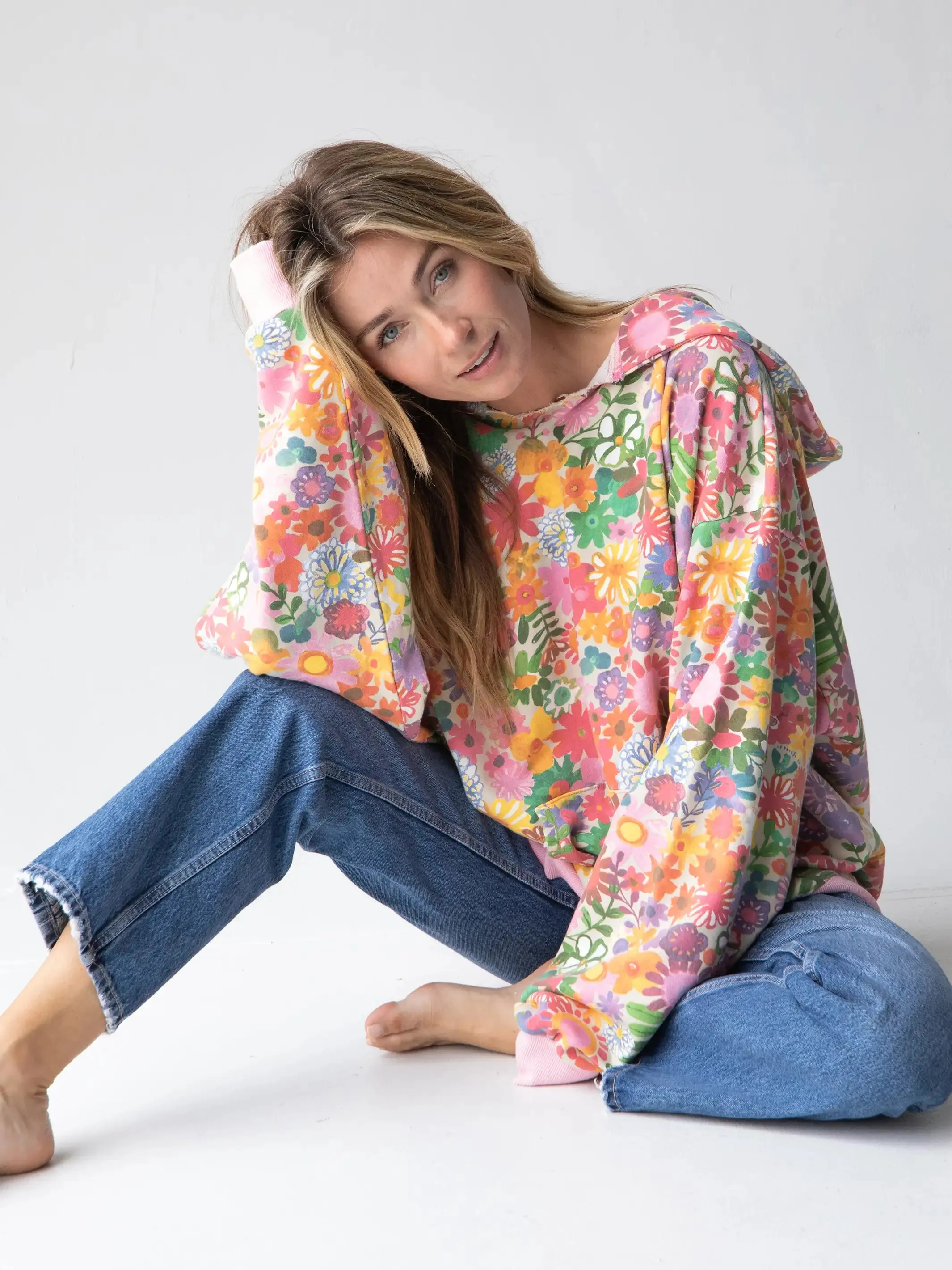 Oversized Printed Sweatshirt - Floral sold by NATURAL LIFE