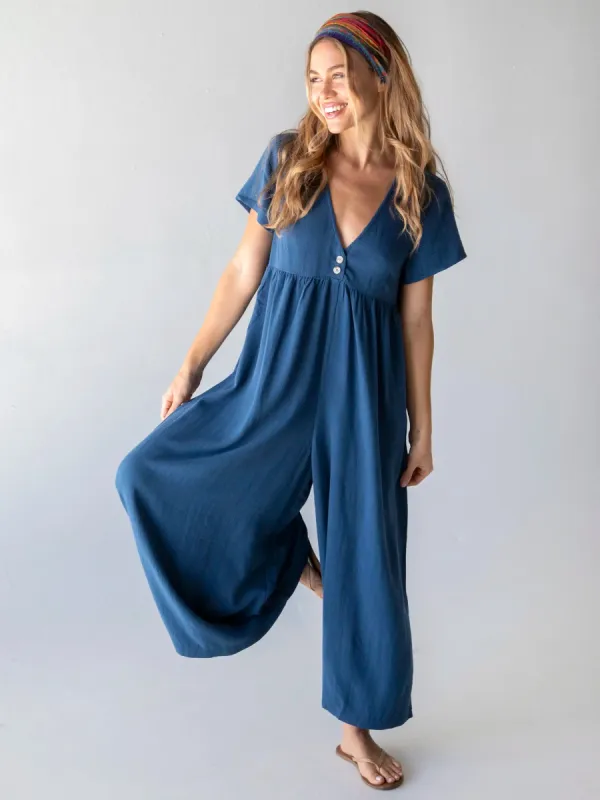 Avery Wide-Leg Jumpsuit - Indigo sold by NATURAL LIFE