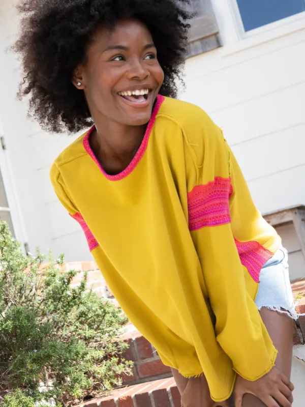 Knit Trim Sweatshirt - Mustard sold by NATURAL LIFE
