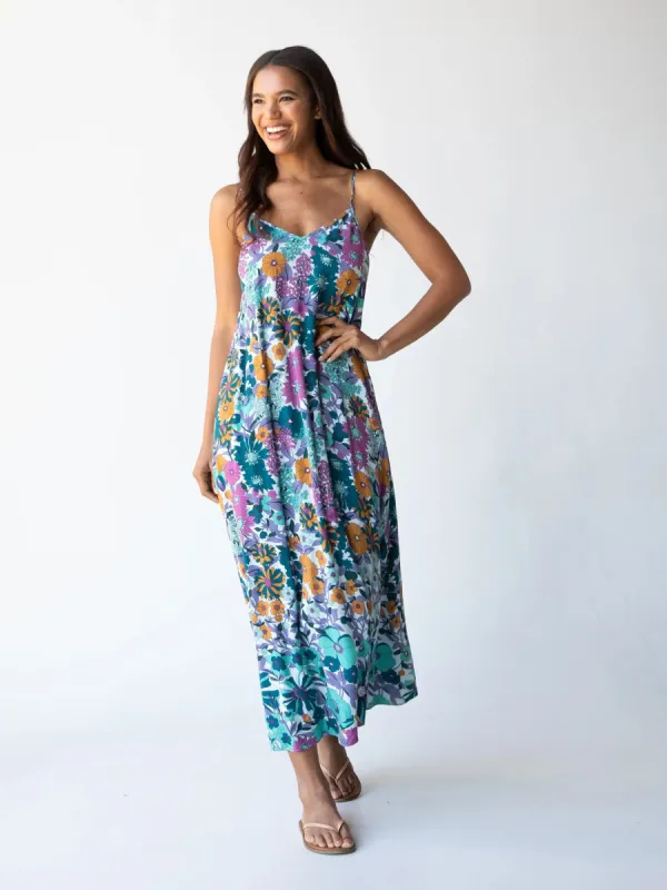 Gracie V-Neck Slip Dress - Purple Floral sold by NATURAL LIFE