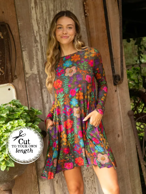 Stevie Knit Mini Dress - Rainbow Garden Black sold by NATURAL LIFE