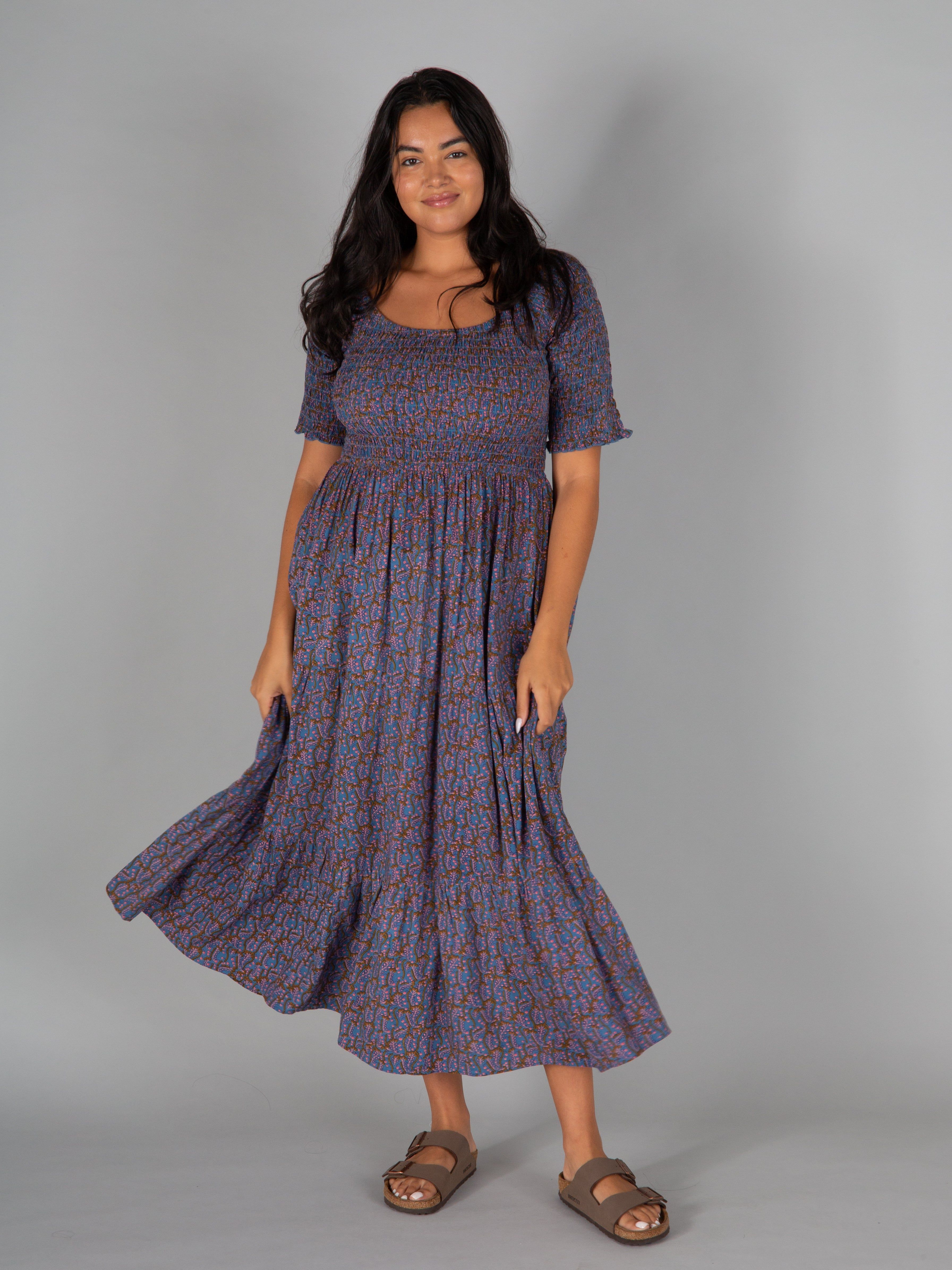 Daisy Tiered Midi Dress - Golden Vines sold by NATURAL LIFE product image thumbnail 2