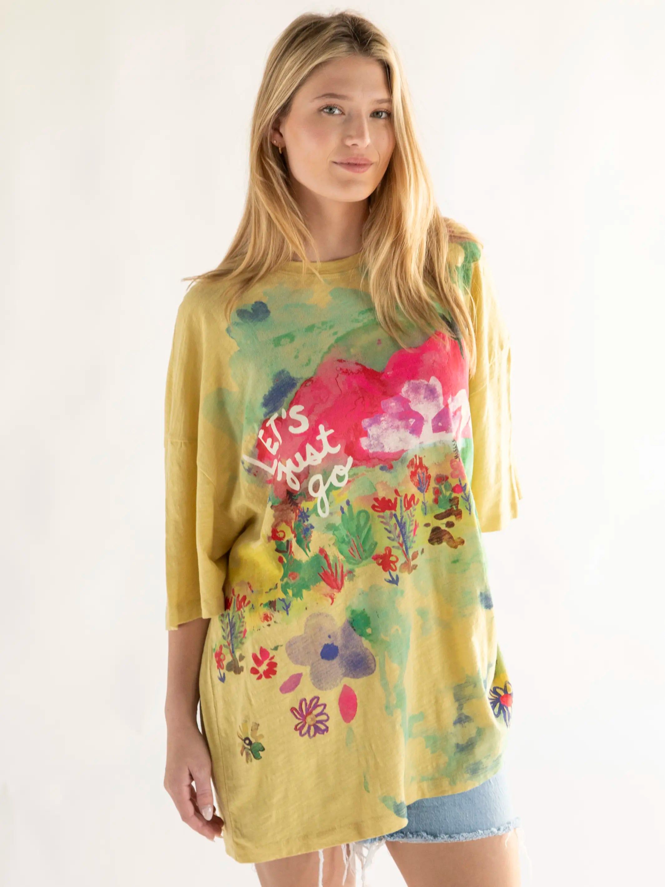 Life Is A Canvas Tee - Let's Just Go Chartreuse sold by NATURAL LIFE product image thumbnail 2