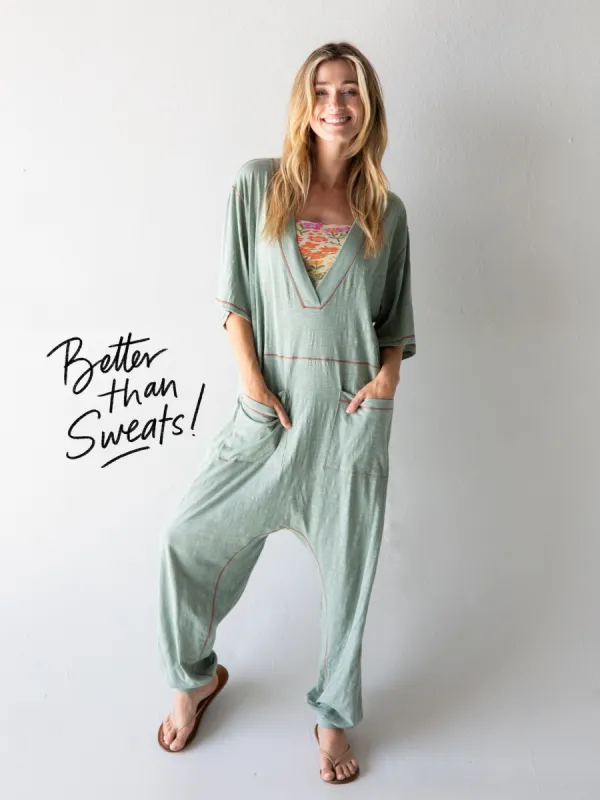 Charlie V-Neck Jumpsuit - Bay sold by NATURAL LIFE