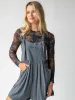 Sloane Mesh Long Sleeve Top - Navy Red Feathers sold by NATURAL LIFE