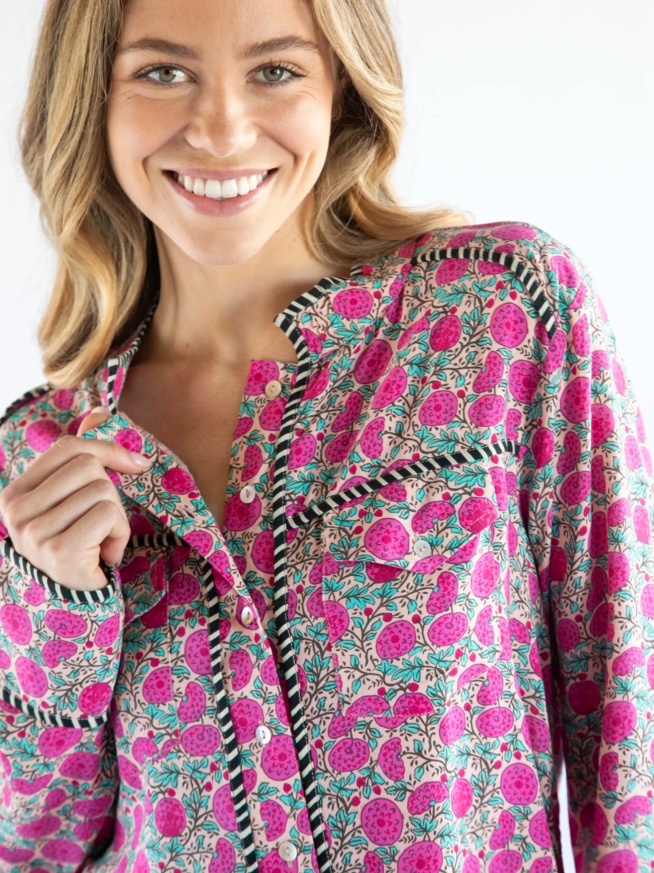 Calypso Button Down - Pink Puff Floral sold by NATURAL LIFE product image thumbnail 2