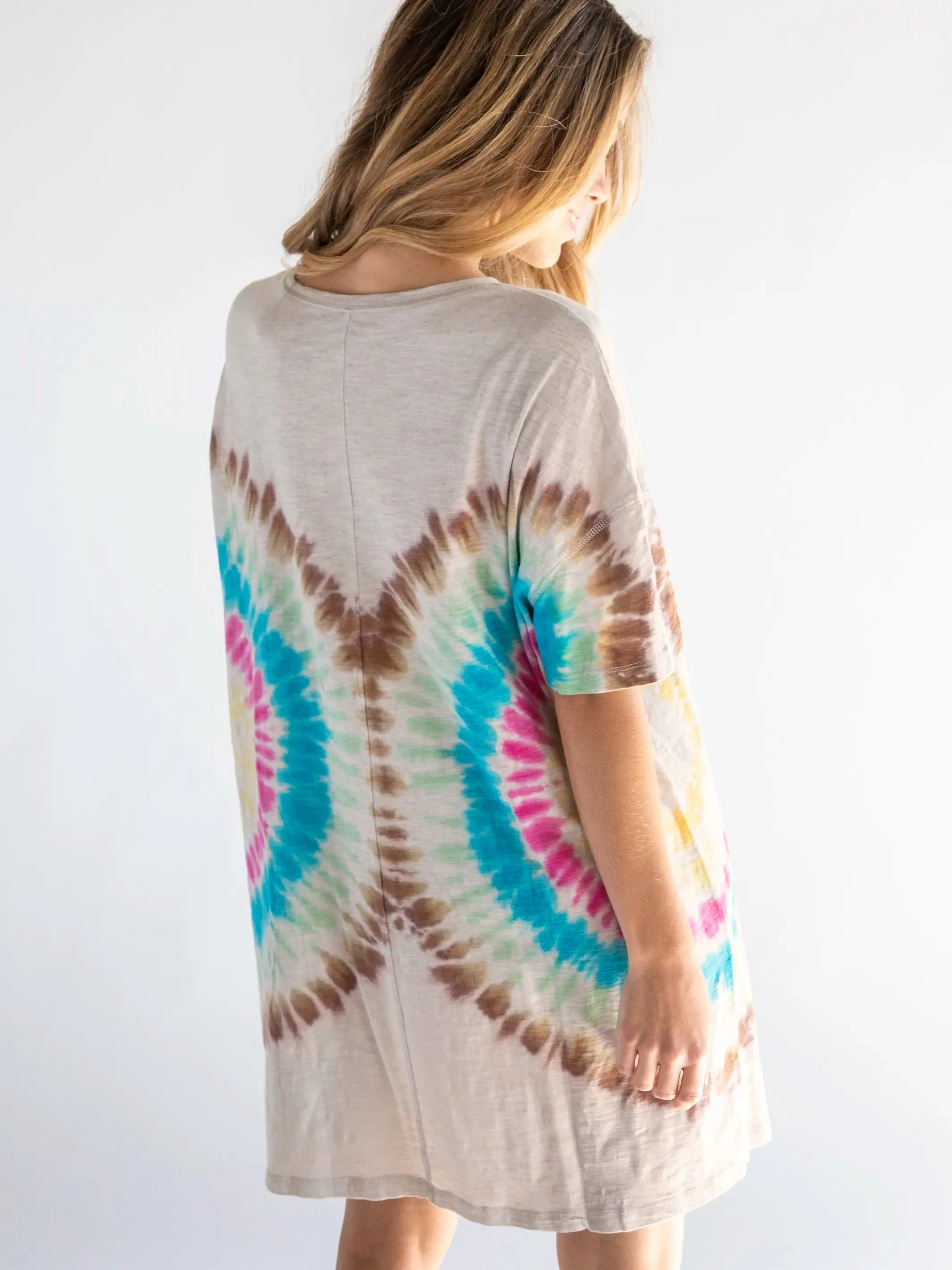 Misty Oversized Cotton Tee Dress - Rainbow Tie-Dye sold by NATURAL LIFE product image thumbnail 3