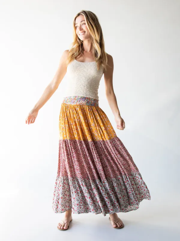 Hanna Convertible Maxi Skirt - Mixed Golden Floral sold by NATURAL LIFE