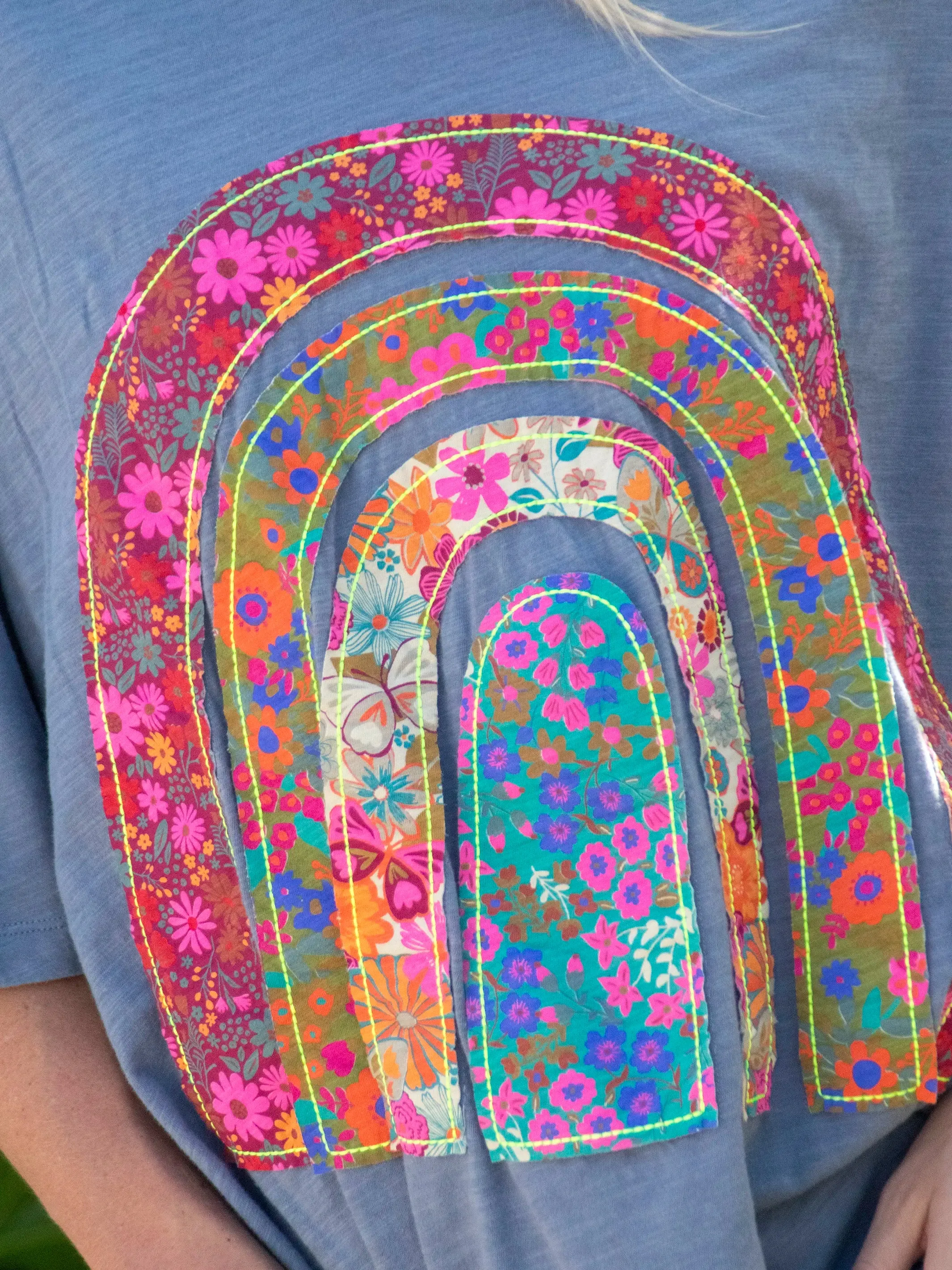 Oversized Applique Tee - Blue Rainbow sold by NATURAL LIFE product image thumbnail 2