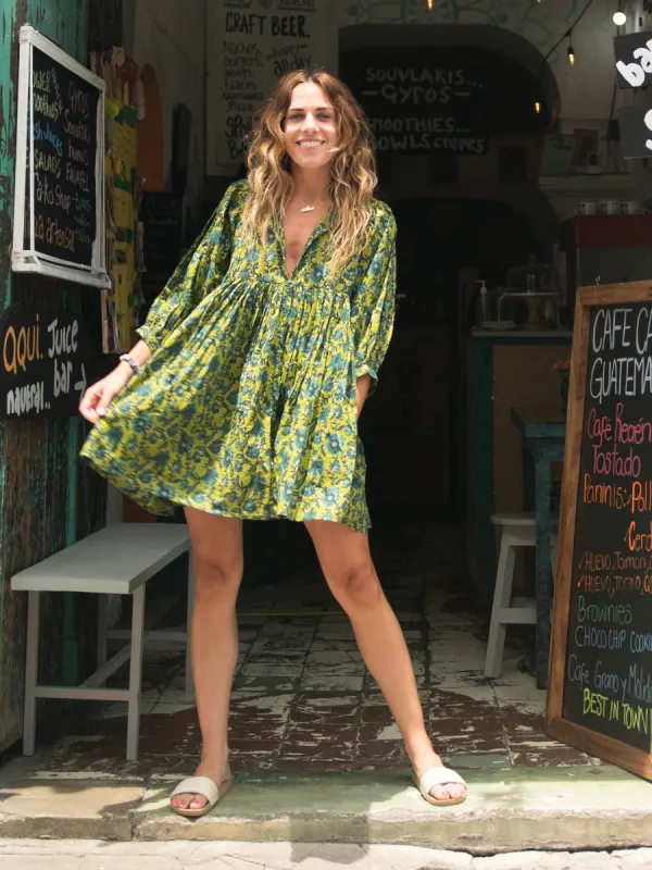 Aimee Mini Tunic Dress - Blue Green Floral sold by NATURAL LIFE