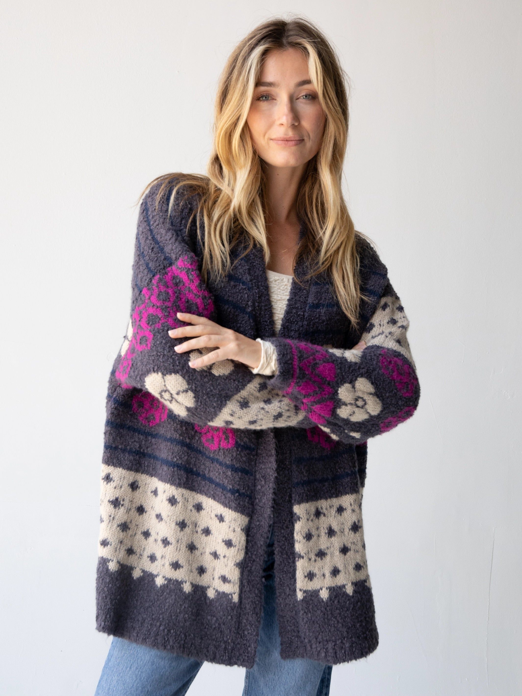 Calla Jacquard Cardigan - Charcoal sold by NATURAL LIFE product image thumbnail 3