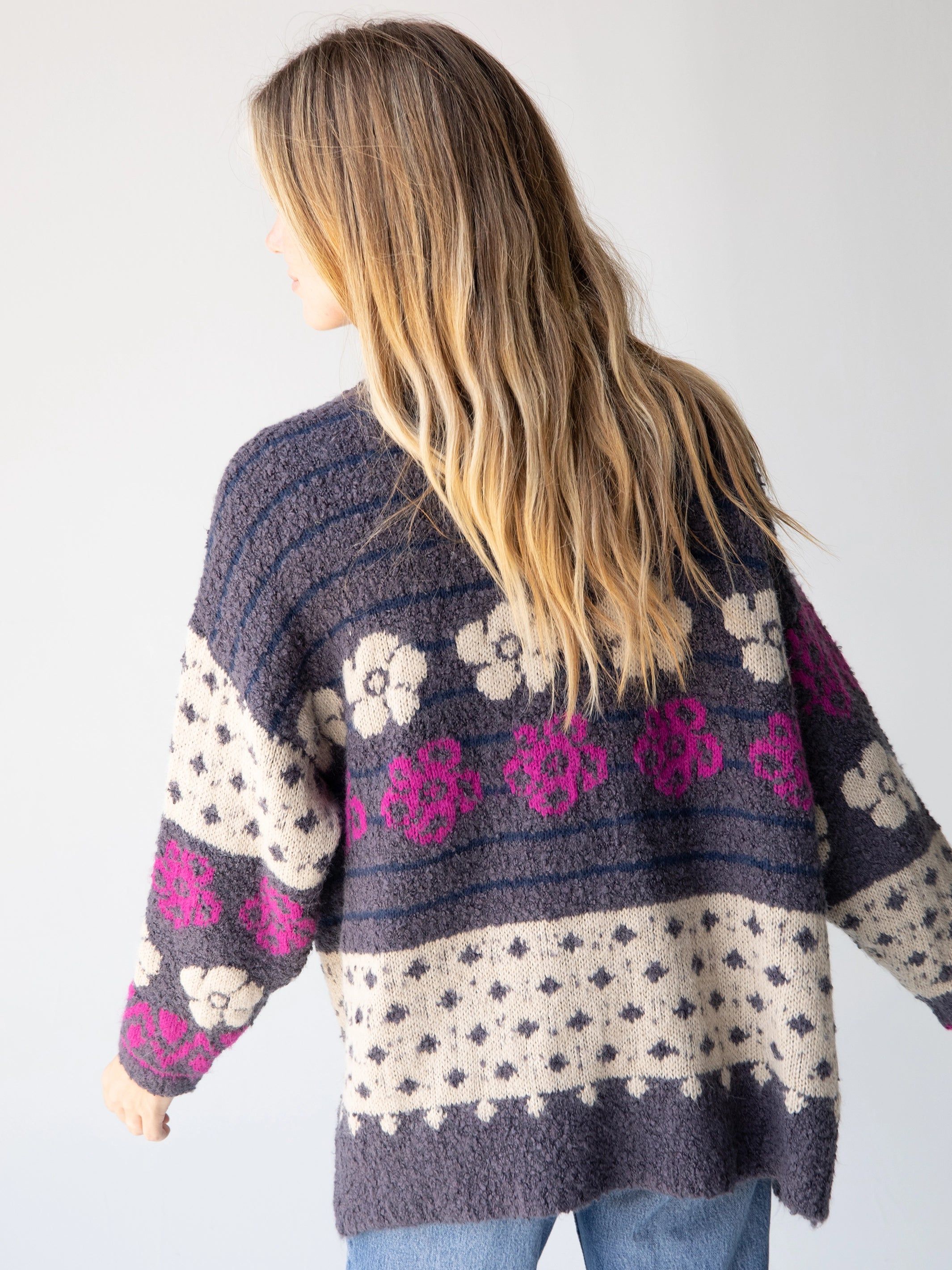 Calla Jacquard Cardigan - Charcoal sold by NATURAL LIFE product image thumbnail 2