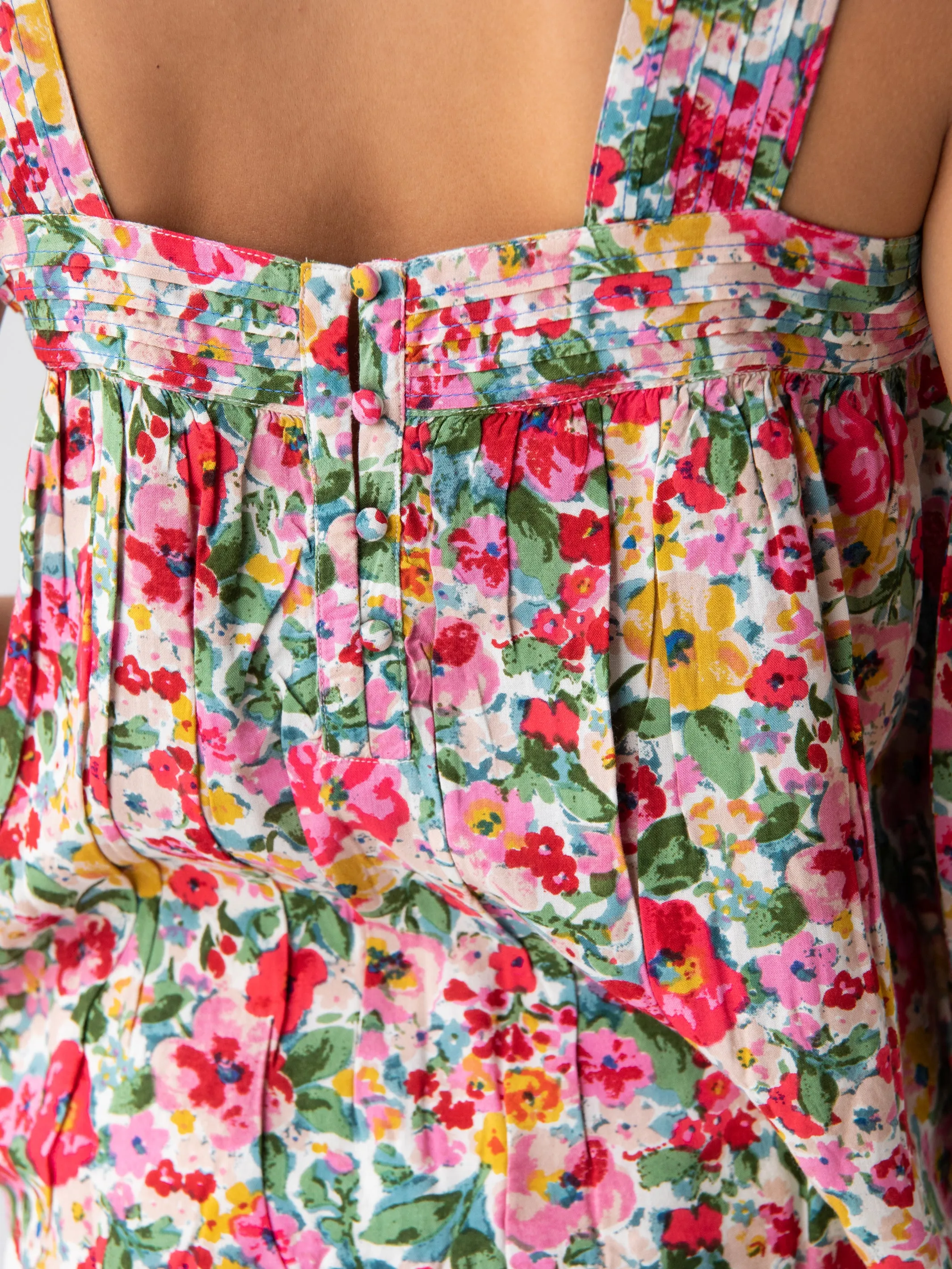 Kate Pleated Tank Top - Bright Pink Floral sold by NATURAL LIFE product image thumbnail 4