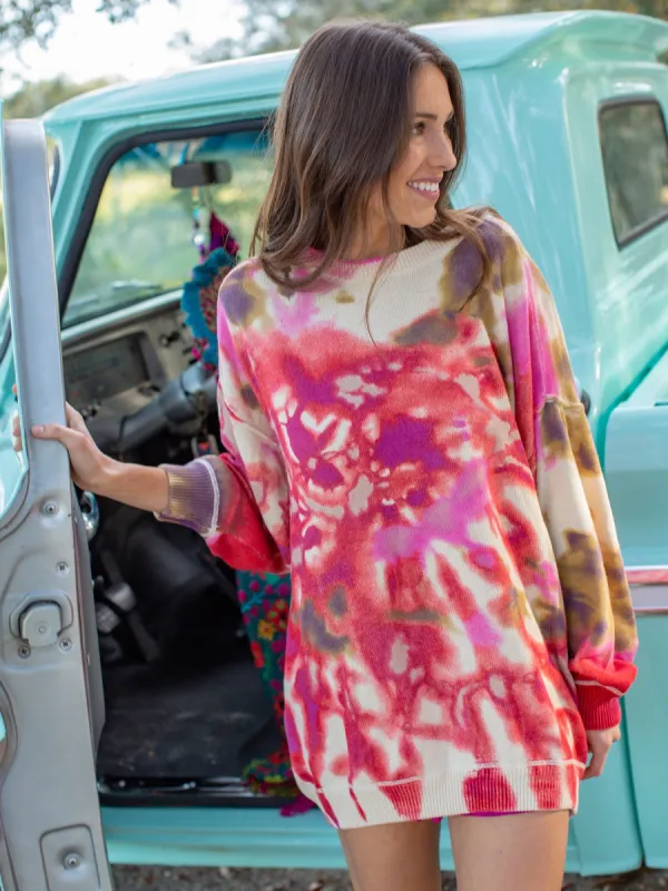 Taylor Oversized Sweater - Magenta Tie-Dye sold by NATURAL LIFE