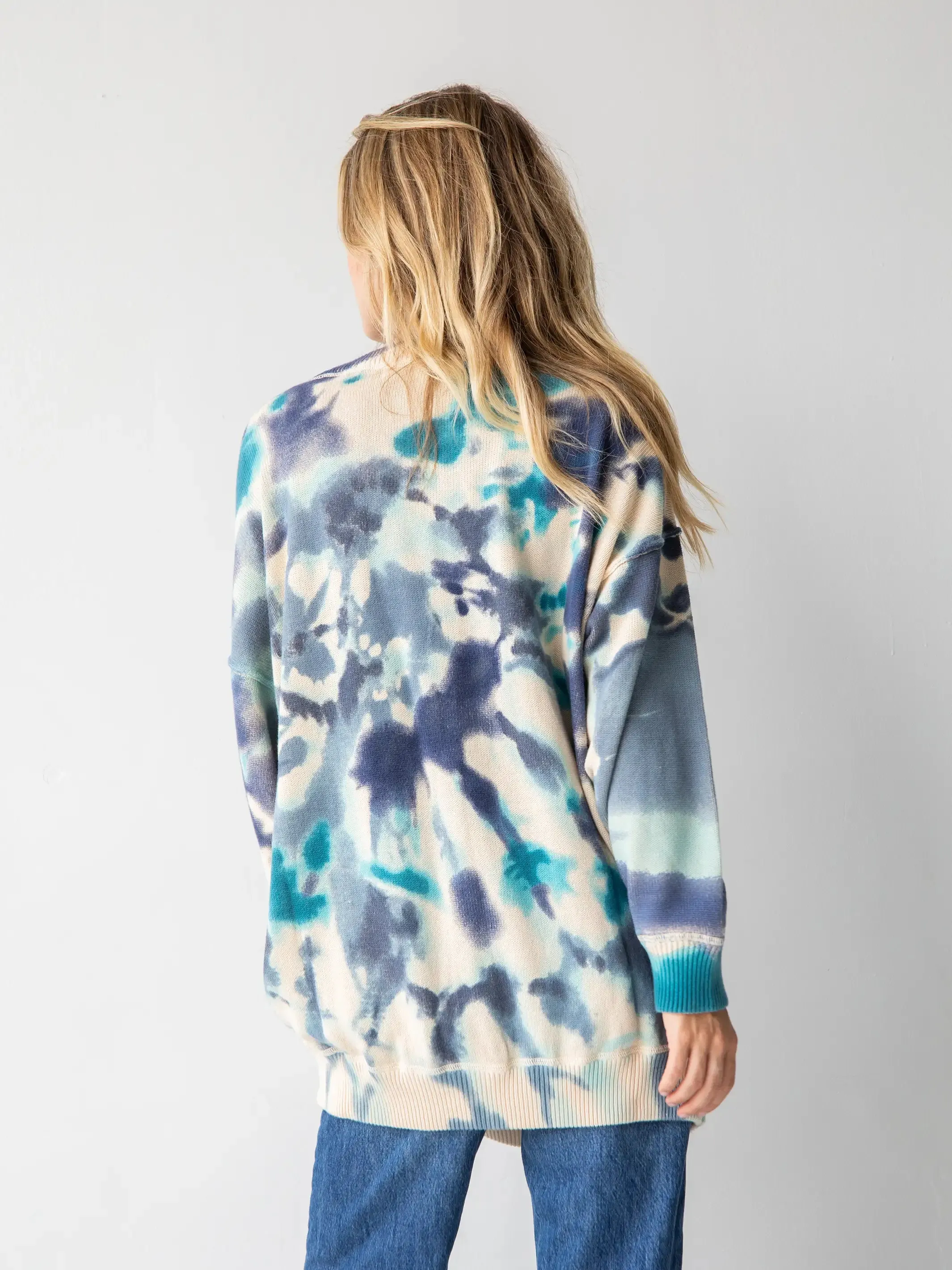 【NONCODE】(Unisex) Checkin Tie Dye Oversized Fit Knitwear Taylor Oversized Cotton Sweater - Blue Tie-Dye | Parallel