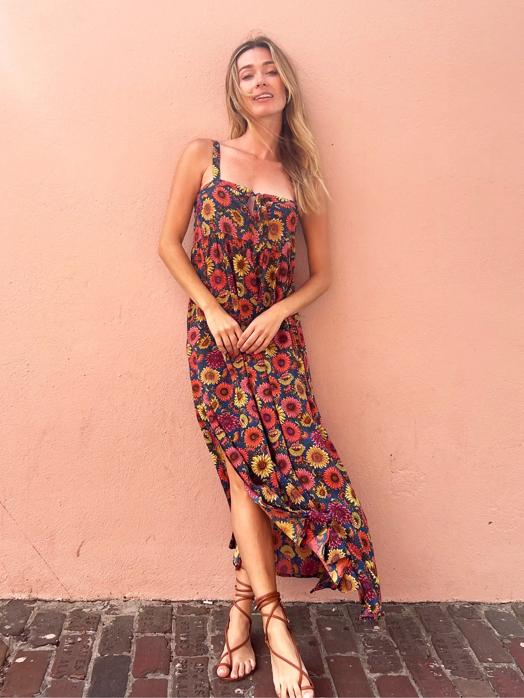Patti Tie-Front Maxi Dress - Red Sunflower sold by NATURAL LIFE product image thumbnail 3
