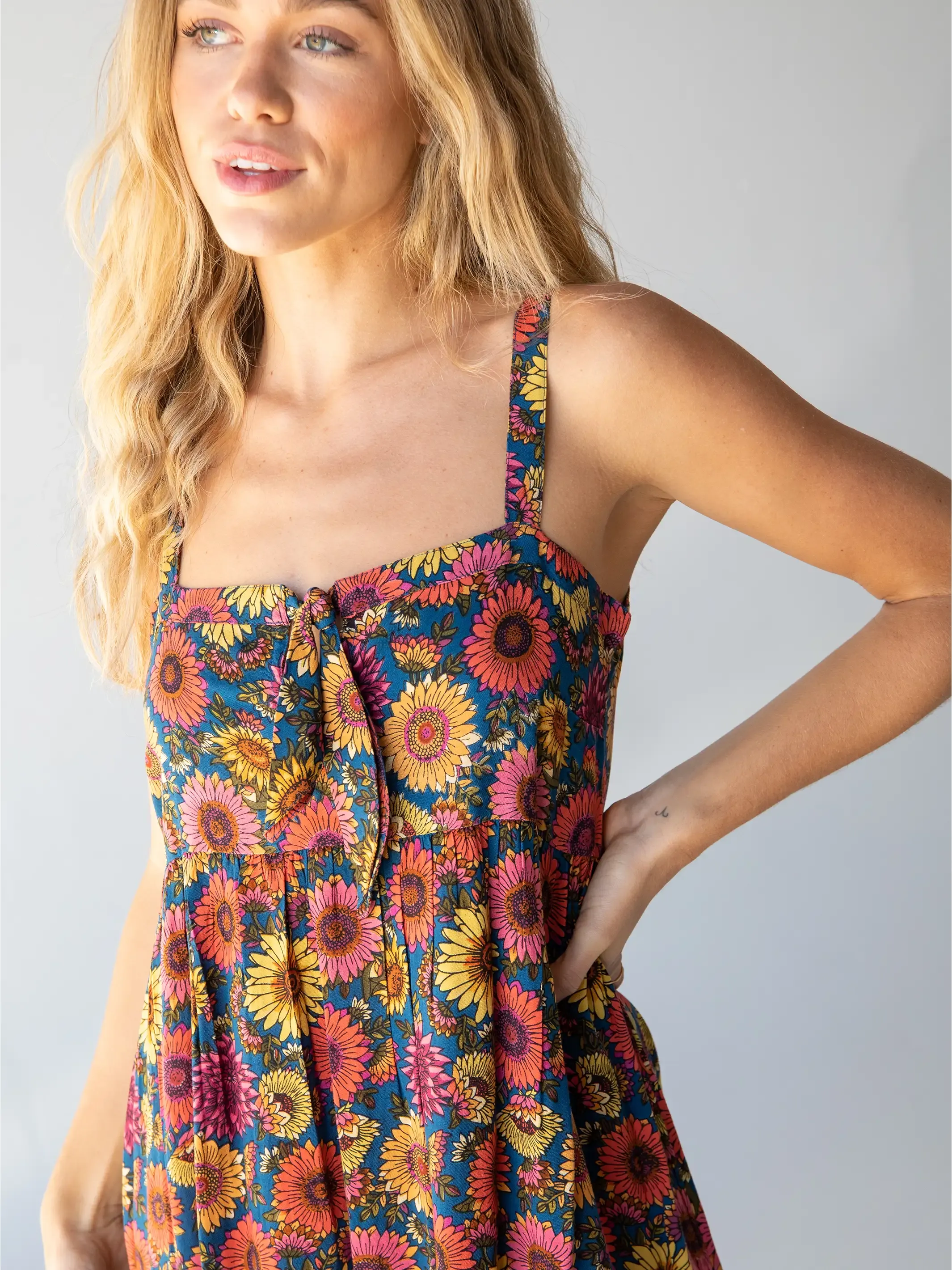 Patti Tie-Front Maxi Dress - Red Sunflower sold by NATURAL LIFE product image thumbnail 2