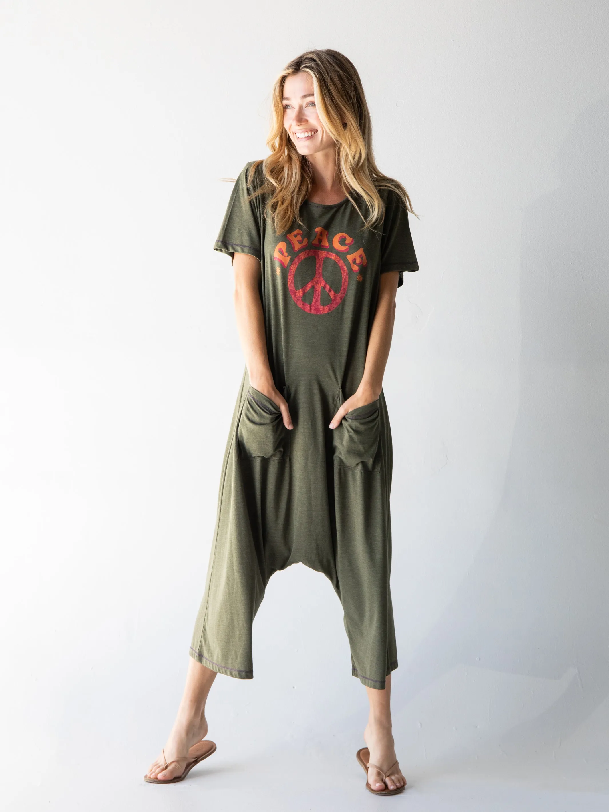 Nomad Knit Printed Jumpsuit - Peace Sign sold by NATURAL LIFE product image thumbnail 4