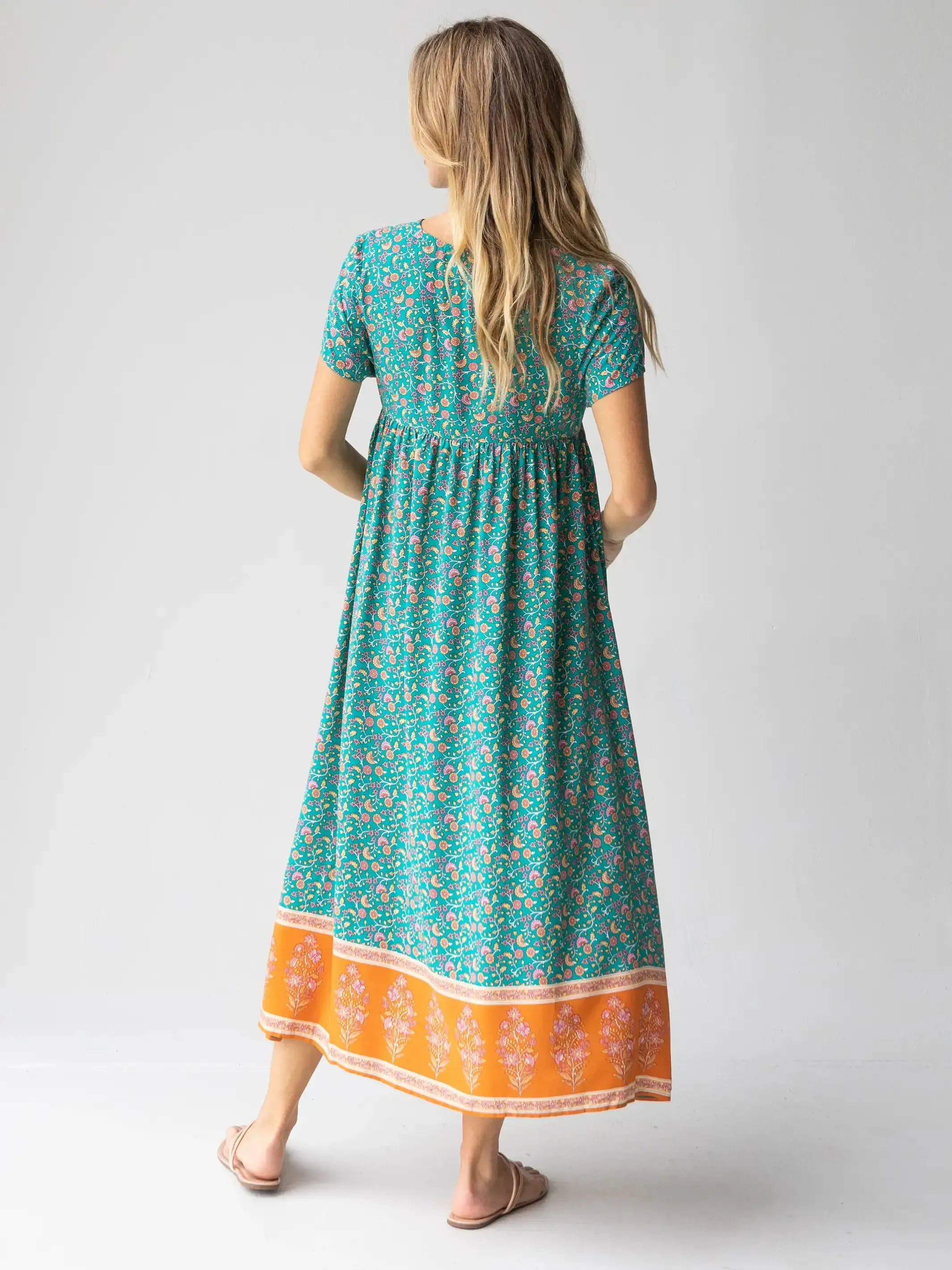 Avery Midi Dress - Turquoise Floral Border sold by NATURAL LIFE product image thumbnail 3