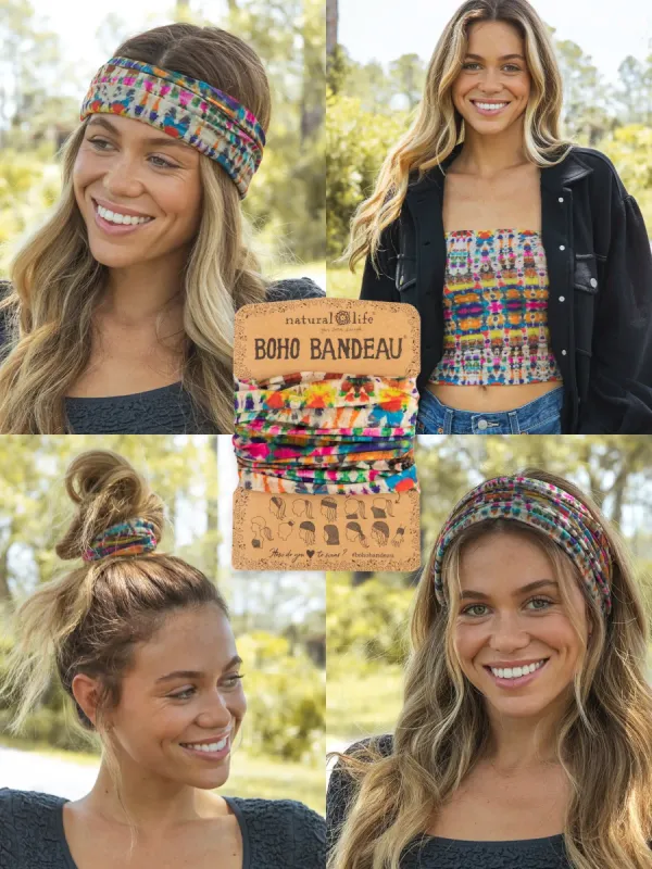 Full Boho Bandeau® Headband - Fuchsia Marigold Tie-Dye sold by NATURAL LIFE