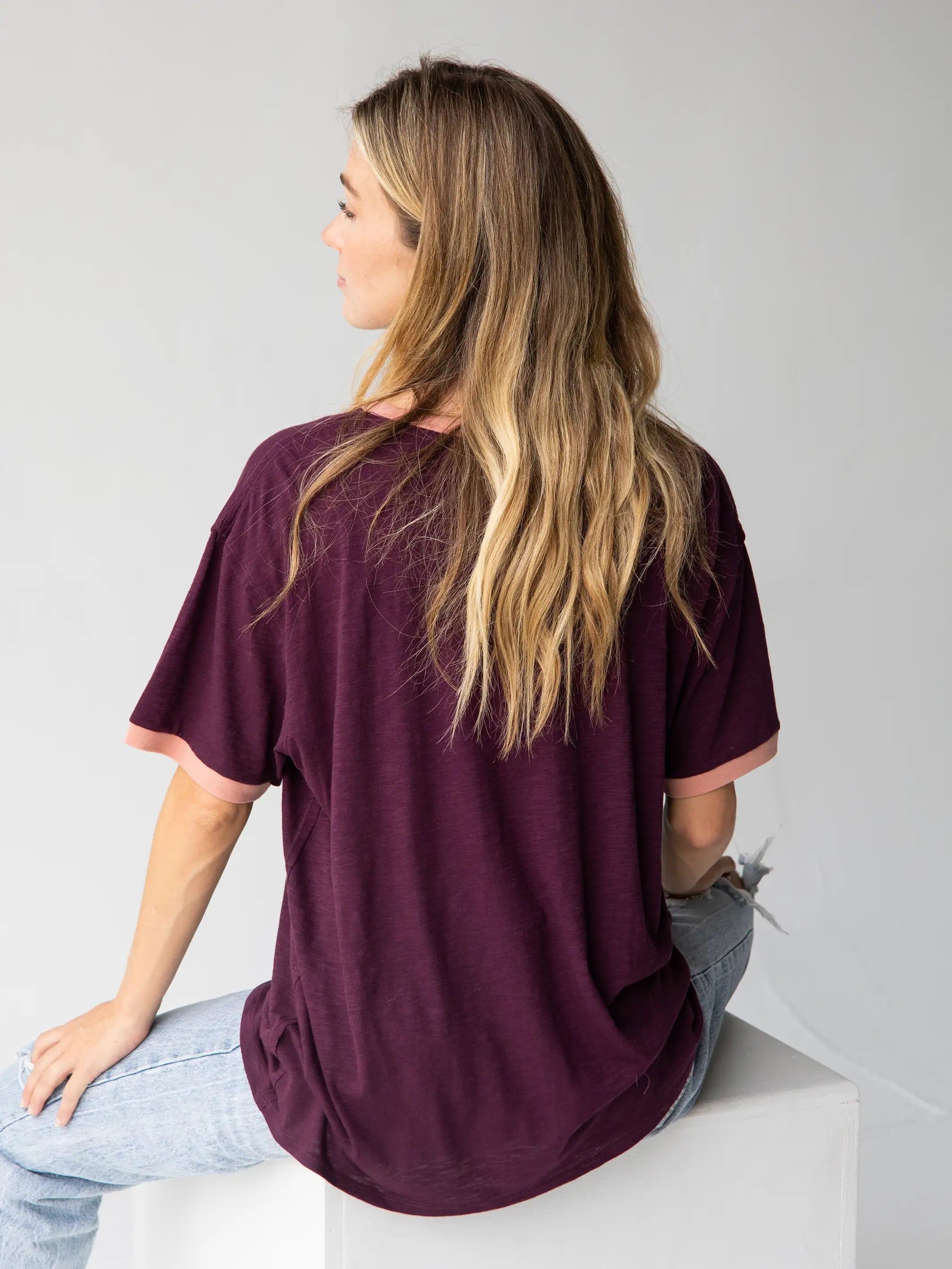 Ringer Oversized Tee Shirt - Choose Kindness sold by NATURAL LIFE product image thumbnail 3