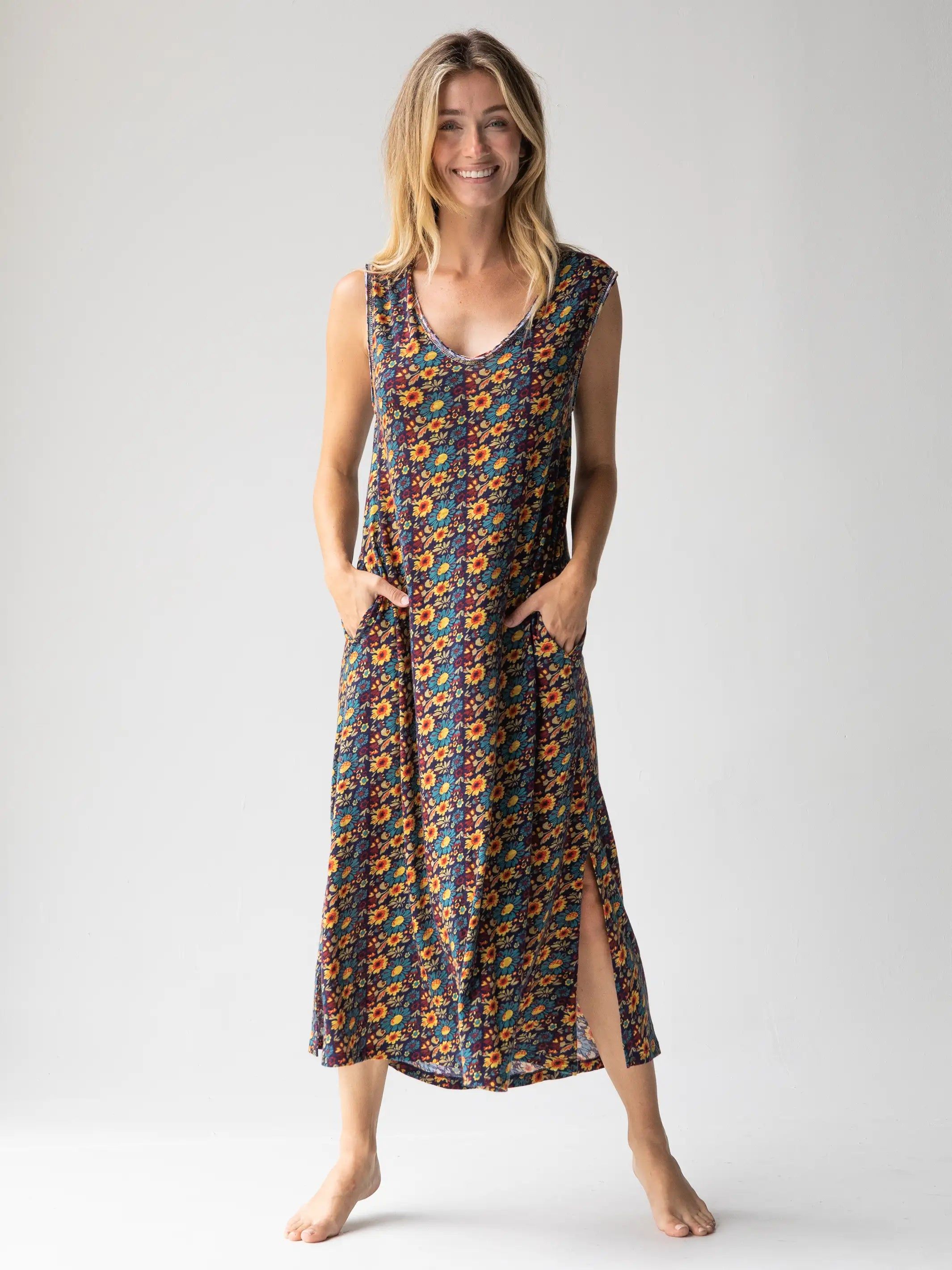 Hangout Midi Dress - Navy Olive sold by NATURAL LIFE product image thumbnail 2
