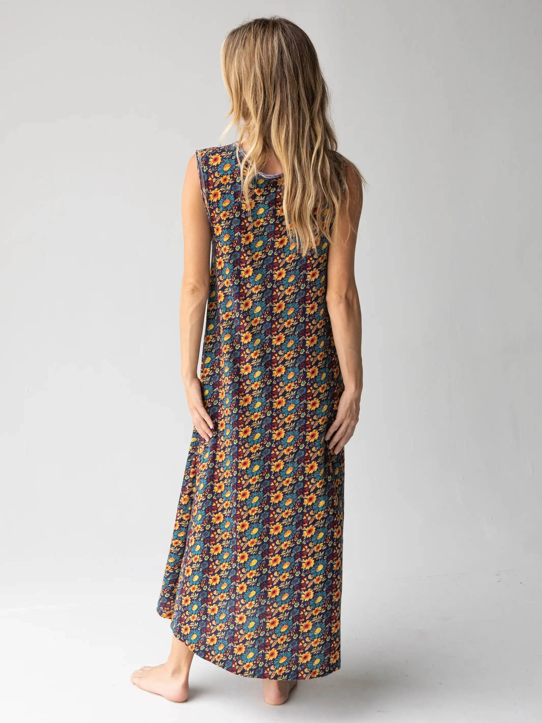 Hangout Knit Midi Dress - Navy Olive Floral sold by NATURAL LIFE product image thumbnail 4
