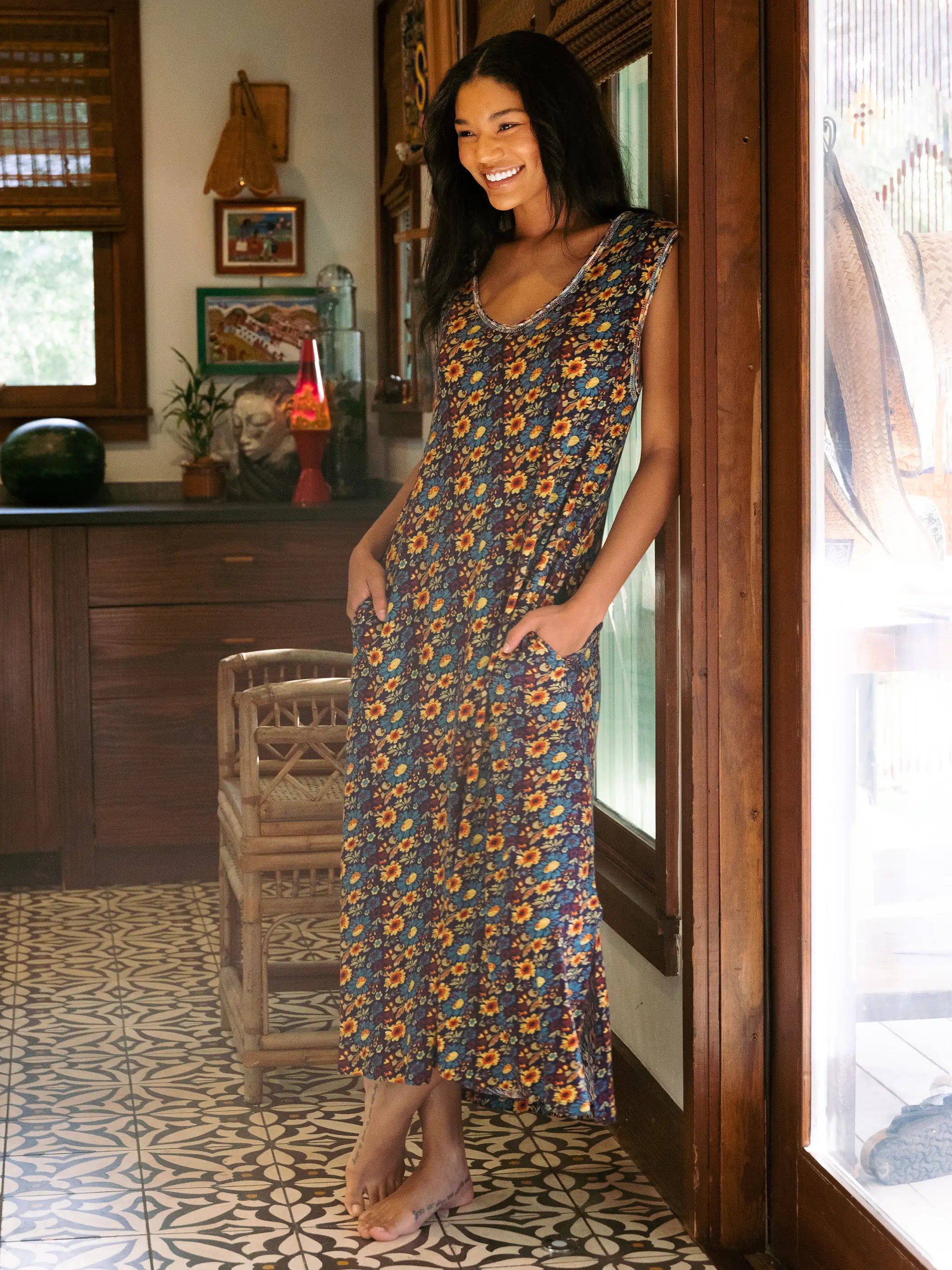 Hangout Midi Dress - Navy Olive sold by NATURAL LIFE