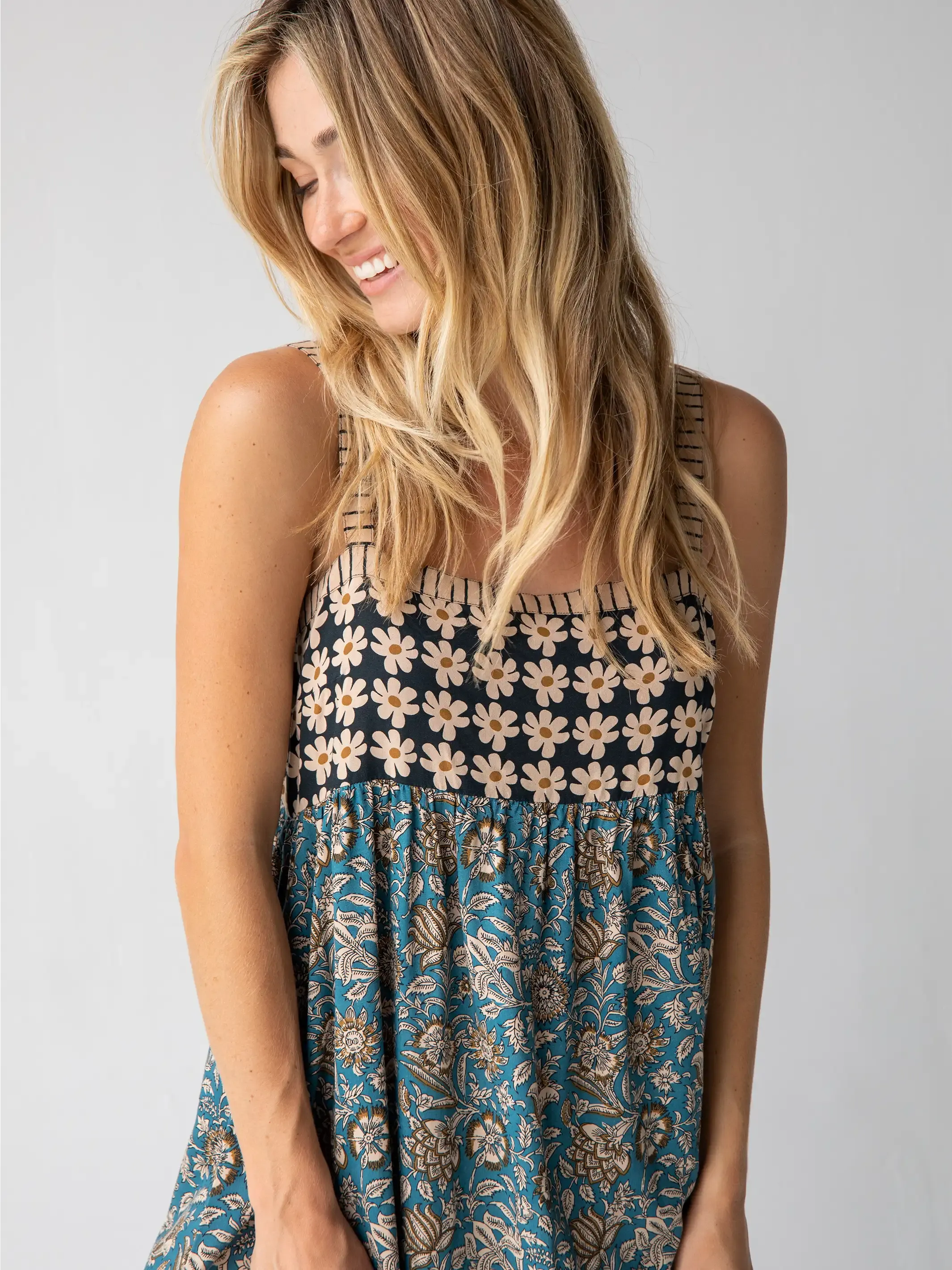 Patti Side Slit Maxi Dress - Cream Floral Mix sold by NATURAL LIFE product image thumbnail 3