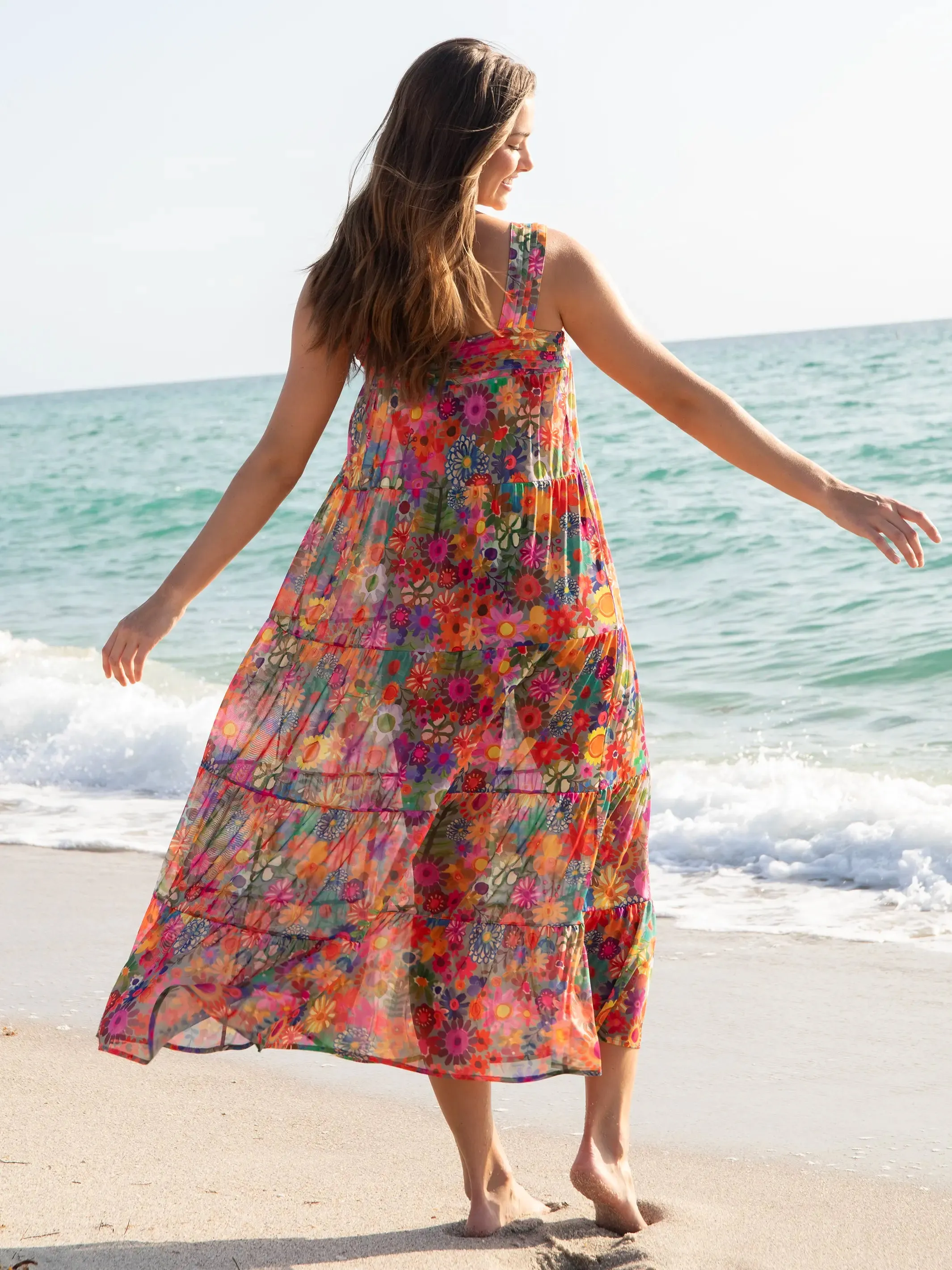 Kate Mesh Maxi Dress - Bright Red Pink Yellow sold by NATURAL LIFE product image thumbnail 2