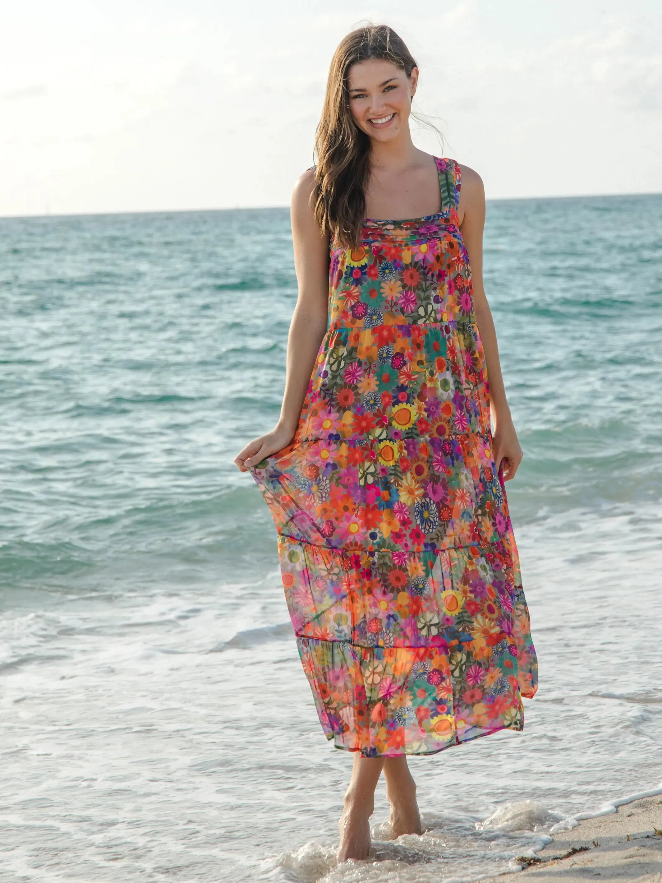 Kate Mesh Maxi Dress - Bright Red Pink Yellow sold by NATURAL LIFE