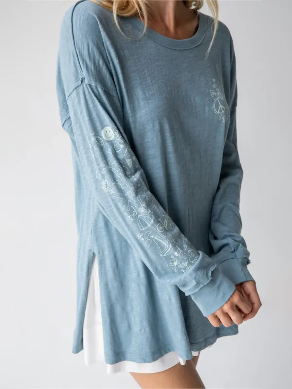 Cotton Doodle Tee - Light Blue sold by NATURAL LIFE