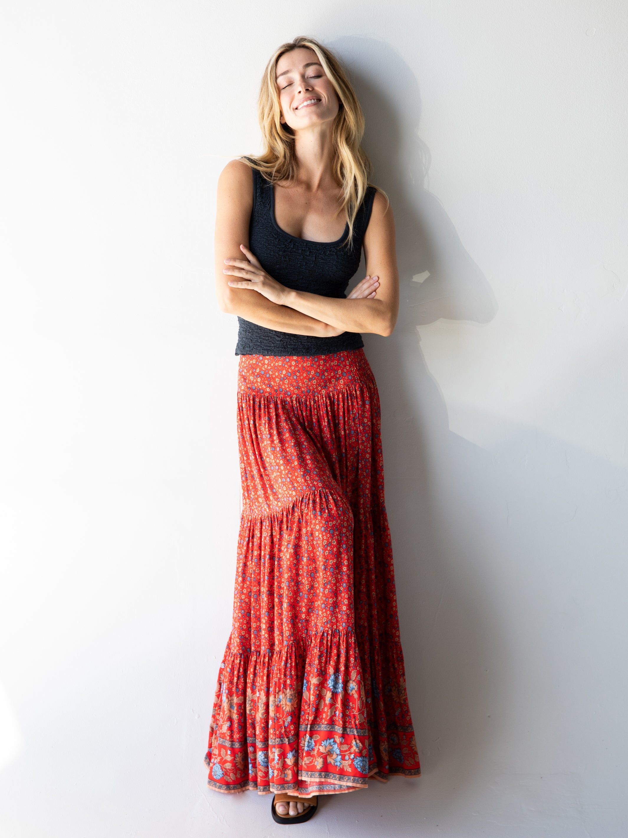 Hanna Convertible Maxi Skirt - Red Floral Border sold by NATURAL LIFE product image thumbnail 3