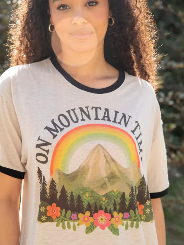 Ringer Oversized Tee Shirt - Mountain Time sold by NATURAL LIFE