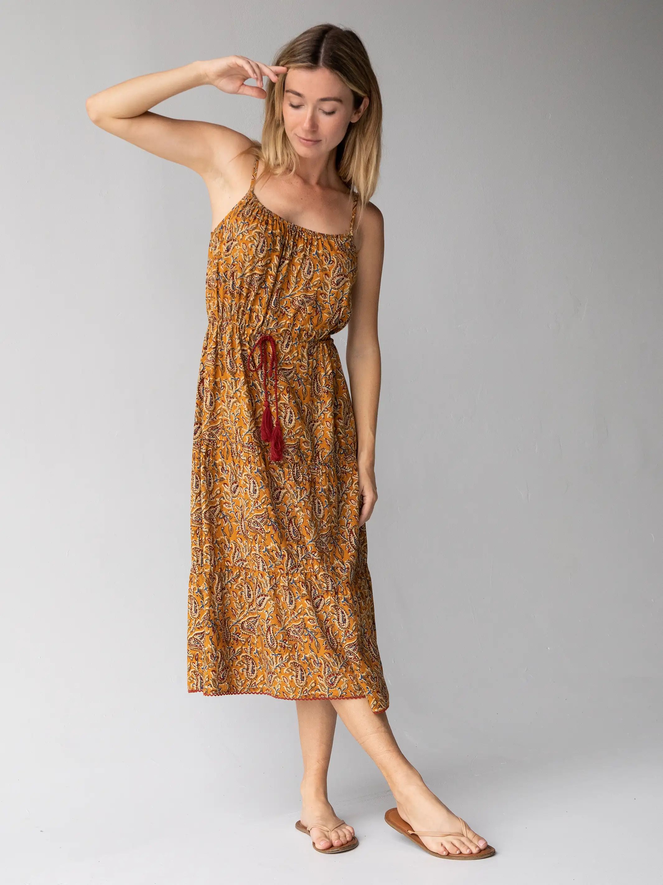 Iris Tie-Waist Midi Dress - Paisley Print sold by NATURAL LIFE