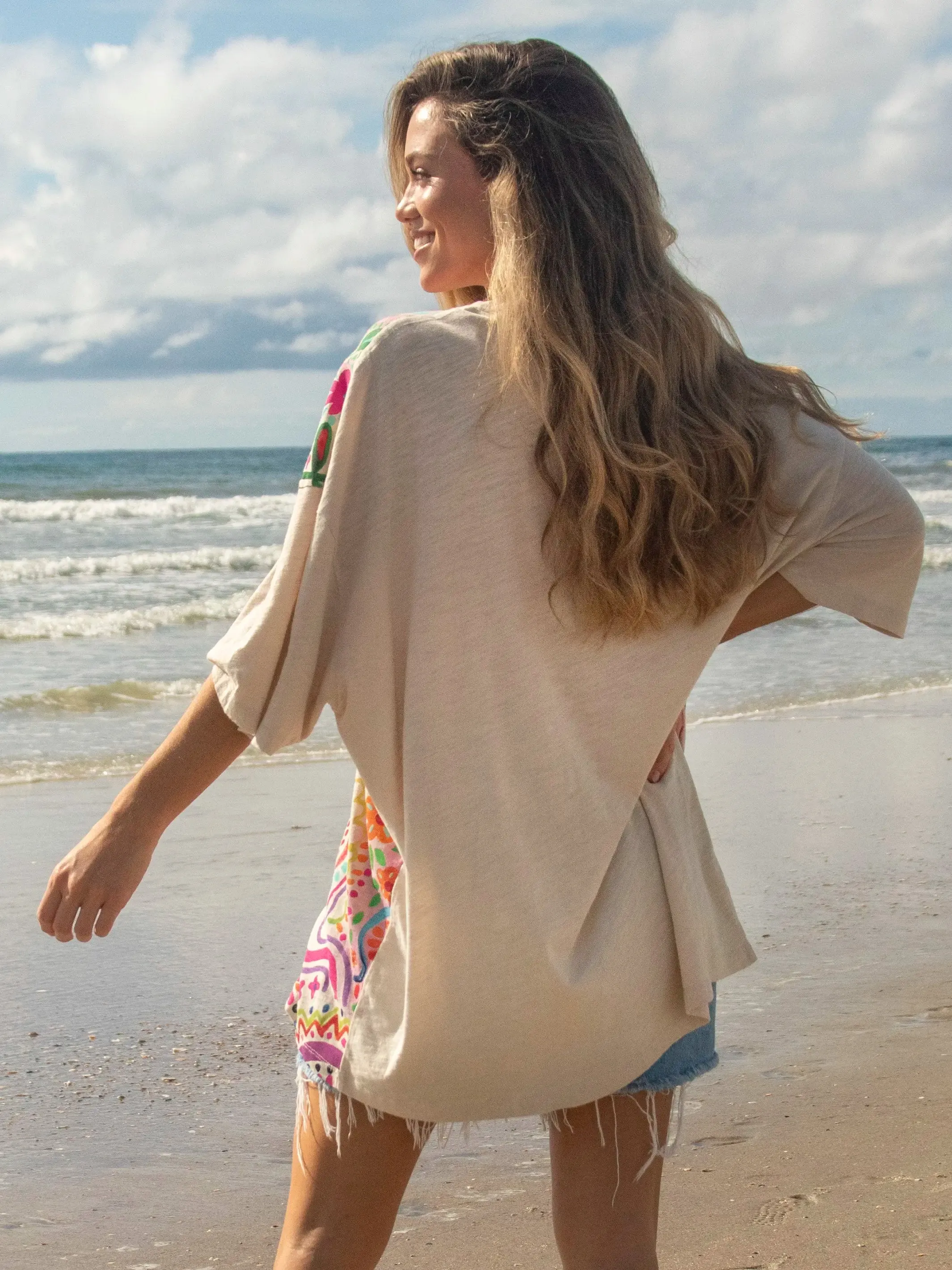 One Size Cotton Easy Tee - Cream Sunshine On My Shoulders sold by NATURAL LIFE product image thumbnail 3